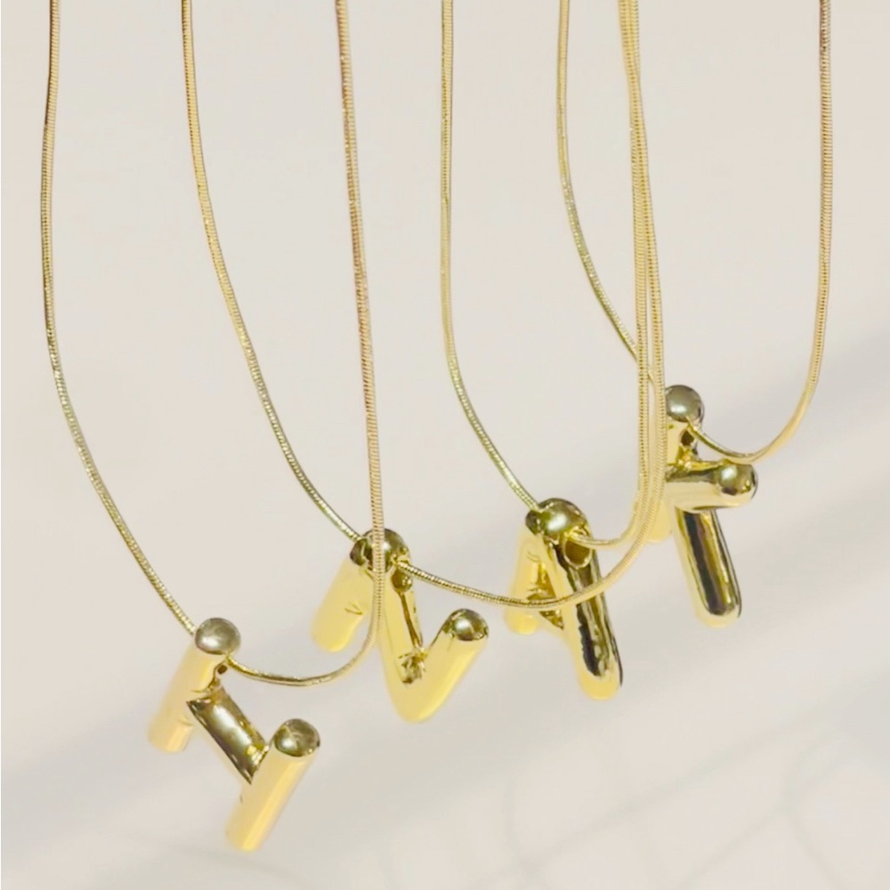 18k Plated Balloon Initial Necklace